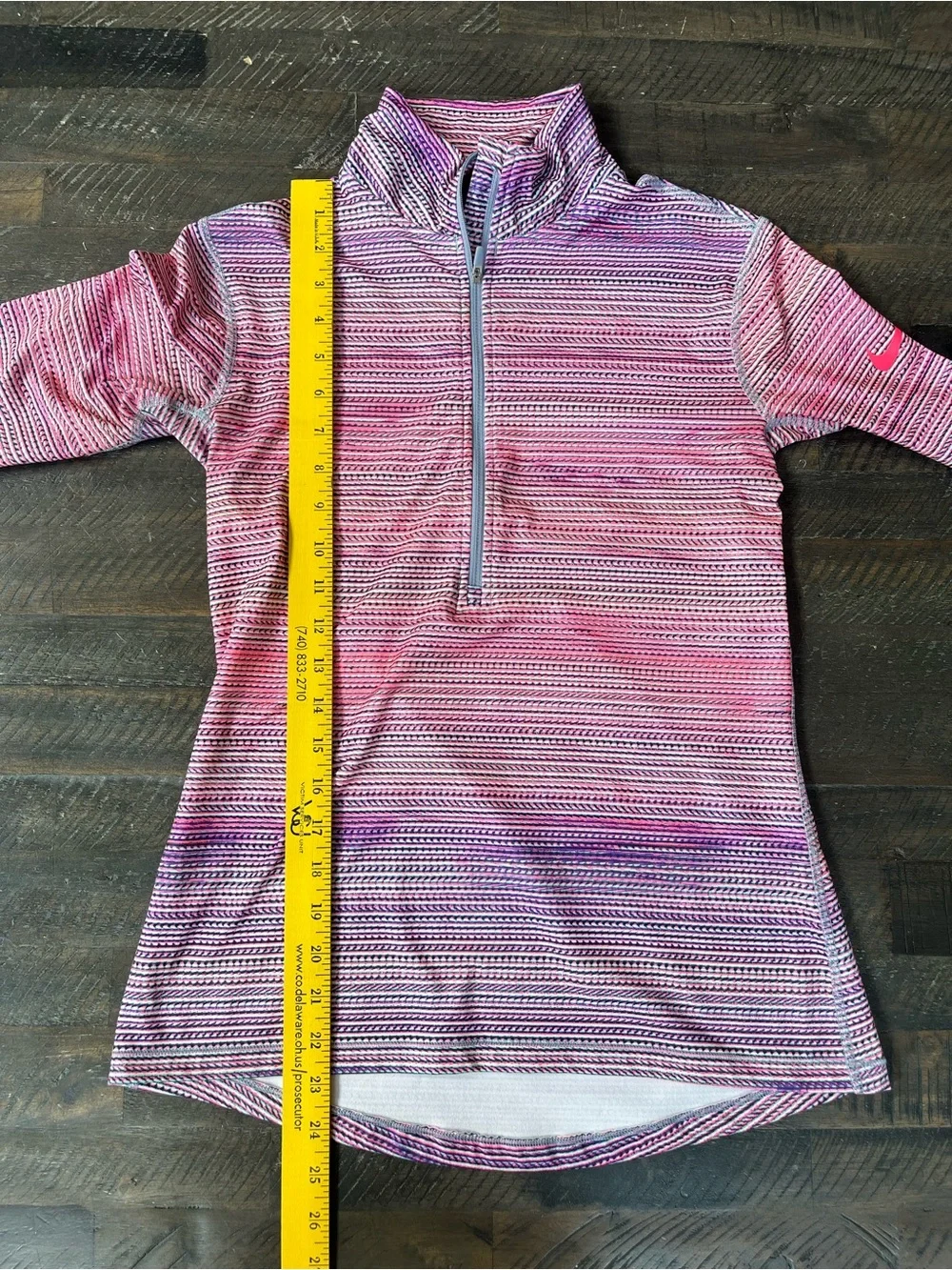 Nike Dri-Fit Pink Purple Space Dye Striped 1/2 Zip Running Top Thumbholes M